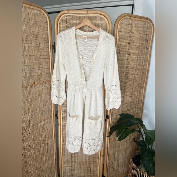 H&M Sweaters - H&M Cream Wool Long Knit Cardigan